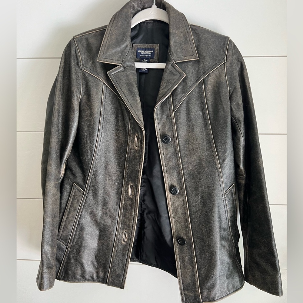 Vintage American Eagle Leather Jacket Size Small